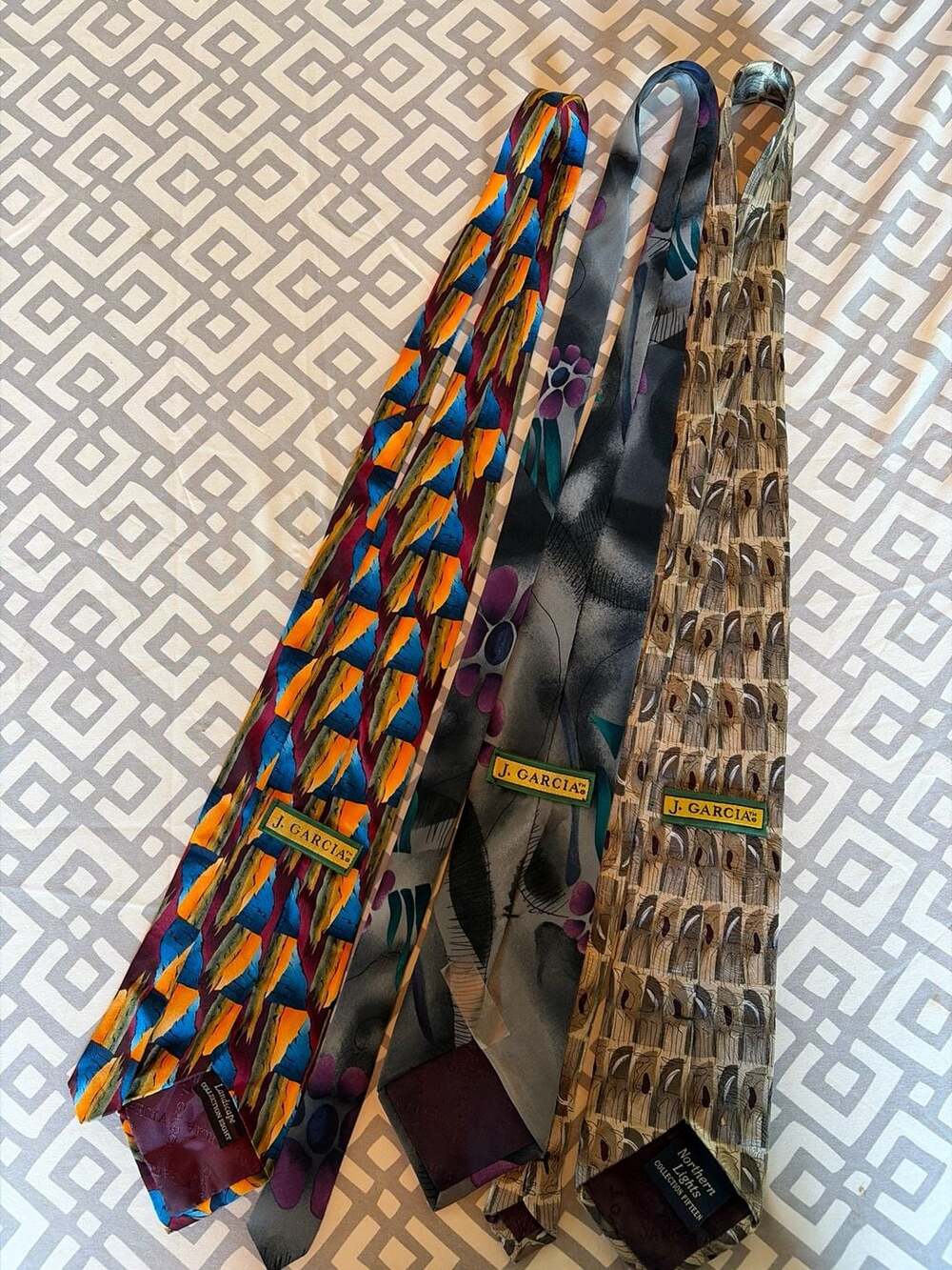 Lot of 3 J. Garcia 100% Silk Neckties - Landscape & Northern Lights Collections